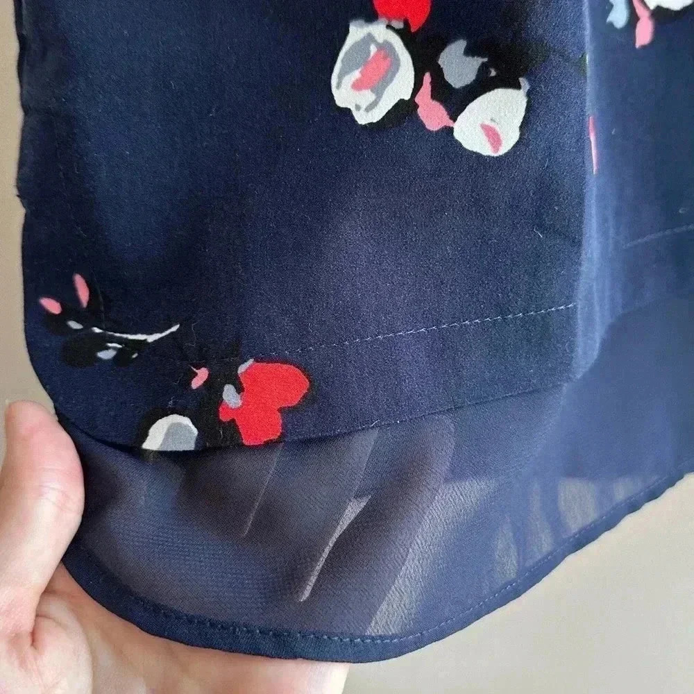 GAP Navy Blue Tank Top with Flowers, Square Tank Top, Layering Tank, Size Small - Picture 3 of 16